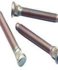 Race Ready Rear Wheel Studs For Select Chrysler Rides, Pack Of Five Cadmium Plated Chrome Molys With Deep Knurled Threads, visible from multiple angles.