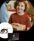 Child receiving gift with a 3-D Metal Cheetah Model Building Kit For Adults, Steampunk Leopard Challenge inset image