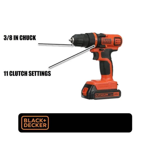 20V Max Cordless Drill And Driver With 3/8 Inch Chuck, LED Work Light, Battery And Charger Included, Ultra Compact Yet Powerful Workhorse For Precise Drilling And Screwdriving In Wood Metal Plastic