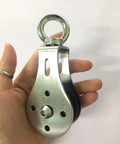 Gym Lifting Pulley System With 360 Degree Quiet Rotation, Heavy Duty Steel Cable Block, Waterproof Rustproof 661lbs Load Capacity, Durable Nylon Wheel And Stainless Ring For Smooth Lifts And Low Noise, silver pulley