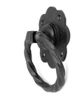 Kickstart Your Home Decor Game With This Straight Up Solid Black Wrought Iron Cabinet Handle Featuring Antique Flower Roped Detail And Rust Resistant Finish For Zero Stress Updates, detailed view of twisted ring.