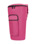 Heavy Duty 12 Inch African Drum Bag Waterproof Shockproof Hand Drum Backpack Oxford Cloth Case in pink color with front pocket.