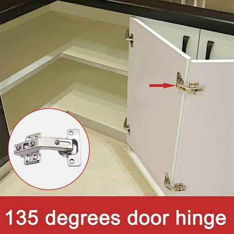 Two Pack 135 Degree Lazy Susan Concealed Cabinet Hinges For Corner Kitchen Cabinets Full Overlay Self Closing Hidden Door Hardware Durable Steel Replacement Hinges For Cupboards And Folded Doors installed on cabinet