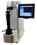 Digital Superficial Rockwell Hardness Tester With Hella Precise Automation And Smooth Touch Screen Interface For No Sweat Calibration And Fast USB Data Transfer On Any Heavy Duty Metal Sample, showing screen display and testing probe.