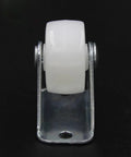 White PP Caster Wheel on metal bracket, designed for office furniture and carts, part of 12 Pcs set.
