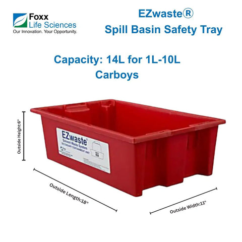 Secondary Containment Tray For Lab Carboys 1 L To 10 L EZwaste Containers Spillproof Basin Safety Tray 14 L Capacity Durable HDPE