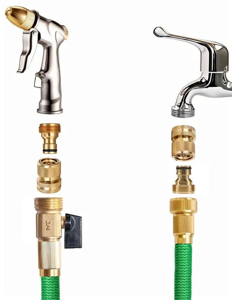 4 Pack Garden Hose Quick Connectors Three Quarters Inch GHT Thread Brass Fittings No Leak Water Hose Adapters Set installation