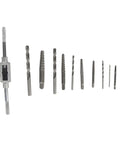 Premium 11 Piece Broken Screw Extractor Set With High Speed Steel Drill Bits And Tap Handle To Bust Stripped Rusted Bolts And Fasteners Using Left Hand Spiral Flute Tools For Any Tough Fix It Job, 11-piece set