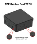 Ip65 Waterproof Project Box With Screwless Cover, Outdoor Electrical Enclosure Pack Of Two, Heavy Duty Plastic Housing Black, 3.5 X 3.5 Inches with reserved holes.