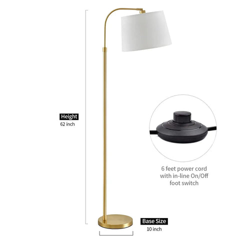 62 Inch Tall Arc Floor Lamp With Antique Brass Shade Lantern Industrial Gold Finish Mid Century Modern Reading Light