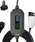 Legit Level Two EV Portable Charger Featuring Smart Power Management And No Sweat Setup For Rapid Home Charging Sessions, 30 feet long with control display.