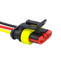 Solid As A Rock Premium Automotive Waterproof Connector Plugs With Pre Cut Wires showing a 4-pin male connector with wires.