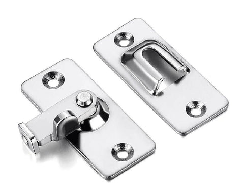 Door Hasp Latch 90 Degree Stainless Steel Safety Angle Locking Latch for Push Sliding Barn Doors with Satin Nickel Finish