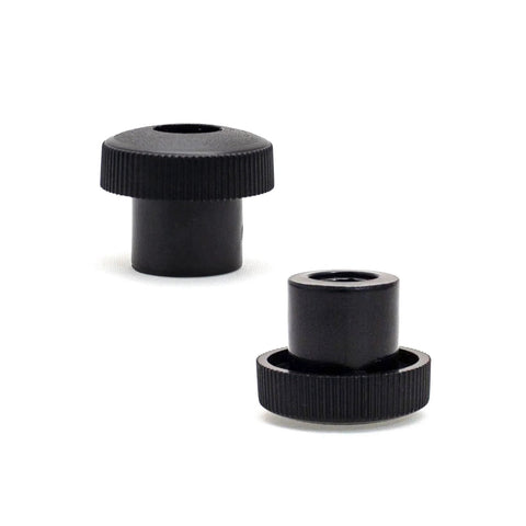 10 Pack One Quarter Inch Twenty Threaded Round Knobs For T Track And Jig Hardware, shown in black, close-up view.