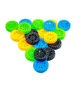 Colorful 20 Piece Plastic Toy Car Wheels Set With 2mm Shafts For RC Cars Trucks And Robots DIY Model Building Projects on white background
