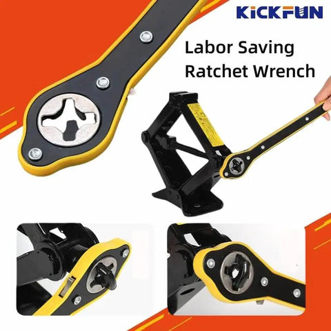 Slick Auto Jack Ratchet Wrench Genuine Garage Grade Rig Ready Scissor Jack Adapter 360 Swivel Tire Lifting Speed Handle Fits All Rigs And Rods No Sweat Wheel Swap Quick Fix