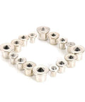 Pro Grade Dowel Centers And Tenon Center Points Set For Solid Steel Dowel Pins, Chrome Plated Drill Alignment Pins arranged in circle