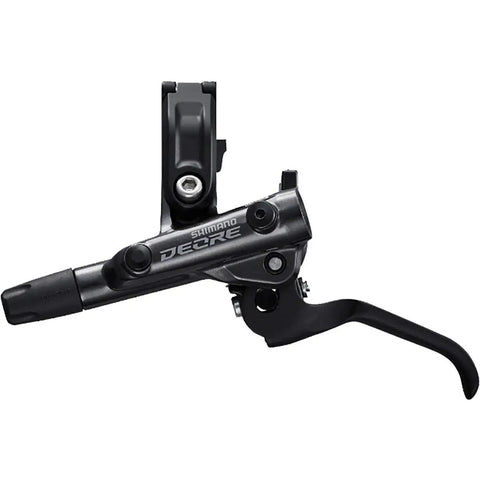 Deore BR M6120 Hydraulic Disc Brake Front Caliper Kit for MTB lever in Matte Black, featuring ergonomic design and Deore branding.