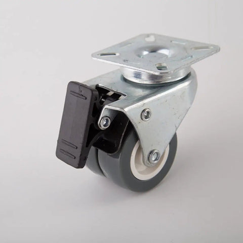 Inch Twin Swivel Casters with 360 Degree Plate Heavy Duty, close-up view showing sturdy plate and wheel for furniture.