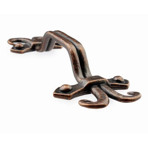 Five Pack Rustic Antique Copper Cabinet Pulls With Hammered Finish For Retro Kitchen And Dresser Hardware Center Hole Three And