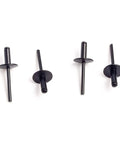 All Black Large Flange Blind Rivets Set Aluminum Body With Steel Mandrel One Eighth Inch Diameter One Half Inch Grip Length