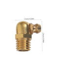Grease Fittings Kit With Straight And Angled Nozzles For Automotive And Industrial Use Includes Storage Box For Easy Organization Assorted Nipples And Fittings For Repairs And Maintenance - brass 90-degree fitting with measurements