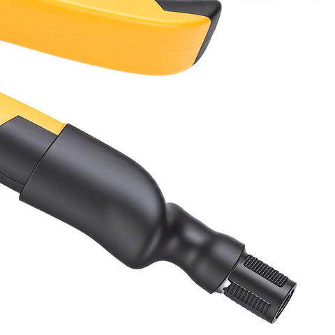 Close-up of the handle and connector of the Top Shelf Heavy Duty Electric Crimping Machine For Badminton Rackets With Trumpet Pliers.