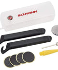 Deluxe Bike Tube Repair Kit with tire patches, levers, scuffer, tools, on the go portable multi tool for fast bike repairs.