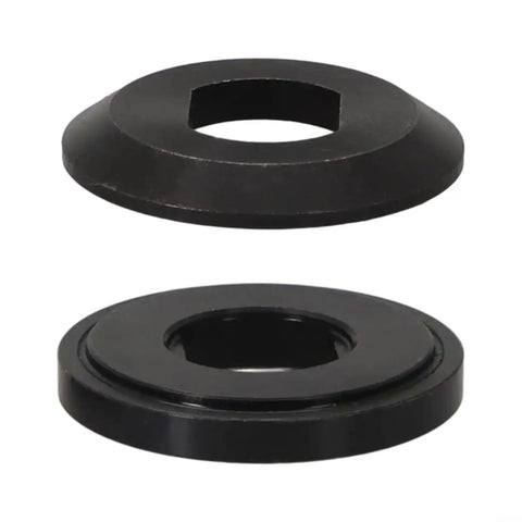 2 Piece Metal Flange Washer Set 224409-4 Outer and 224412-5 Inner for Circular Saws, top view showing black metal washers