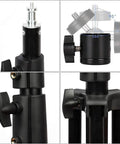 Close-up of locking mechanisms and fittings on Heavy Duty Light Stand 9.5 Feet Adjustable Tripod for Photo Studio Gear