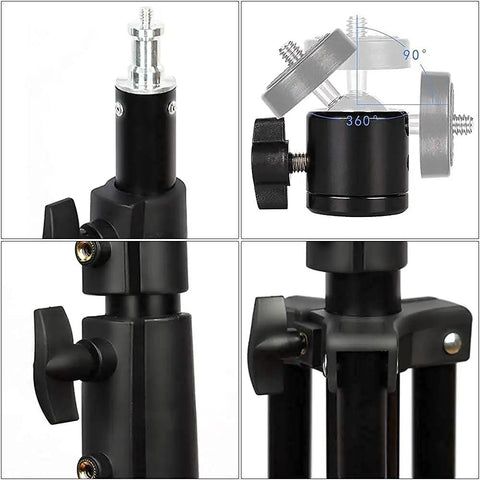 Close-up of locking mechanisms and fittings on Heavy Duty Light Stand 9.5 Feet Adjustable Tripod for Photo Studio Gear