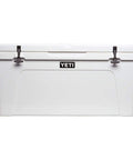 Rugged Rotomolded Outdoor Cooler With Three Inch Insulation And Bear Proof Certification, durable white ice box with rubber latches.