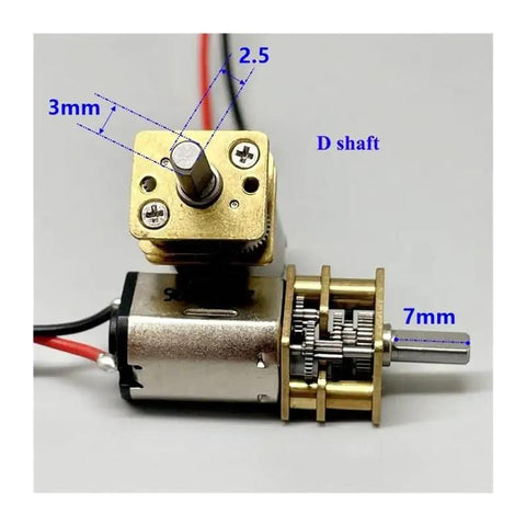 Ga12 N20 12 Mm Full Metal Gear Reduction Motor With D Shaft DC 3V To 6V 36 RPM showing measurements and design details.