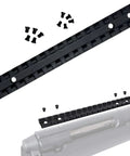 Built Tough Grade Twelve Point Nine Black Oxide Firearm Scope Screws, black mounting rail and screws for secure optics attachment.