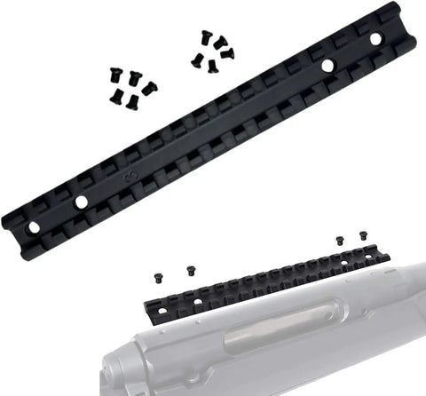 Built Tough Grade Twelve Point Nine Black Oxide Firearm Scope Screws, black mounting rail and screws for secure optics attachment.