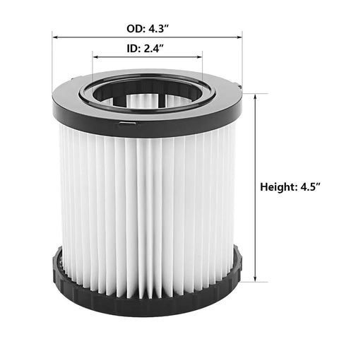 Replacement Filter Two Pack for DeWalt DCV580 And DCV581H Wet Dry Vac Washable And Reusable Fits DCV5801H Durable Polypropylene Filter
