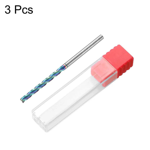 Up Cut Spiral Router Bit Set, 3 Flutes, 1/8 Inch Cutting Diameter, 1/8 Inch Shank, Solid Carbide with DLC, 30 Degree Helix