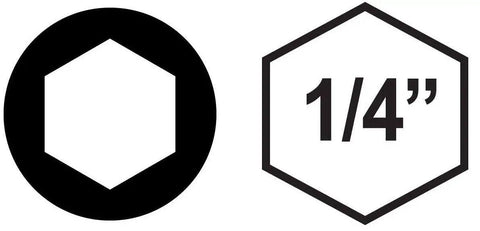 Hexagonal symbols illustrating Three Sixteenth Inch Hex Power Bits Set Two Inch Length With Quarter Inch Hex Shank Pack Of Four Pro Grade S2.