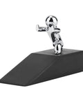 Set Of 2 Cute Door Stopper Wedges with zinc alloy figure on black rubber base, decorative and functional for home and office.