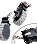 Pair of replacement wheel assemblies for Ecovacs Deebot vacuums, gray plastic tires with wiring harnesses