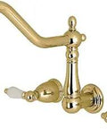 Heritage Wall Mount Roman Tub Faucet polished brass with drip-free ceramic disc cartridge, old school vibe, modern performance