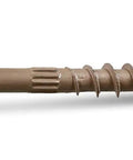 Exterior Timber Screws Workhorse 0.220 Inch By 5 Inch Double Barrier Coated Tan With Washer Head And Sawtooth Point 6 Lobe T40 Drive