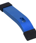 Pro Grade Aluminum T Track Clamp Kit With Soft Plastic Pads For Woodworking Projects, blue finish, close-up view