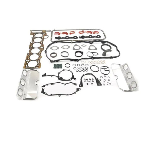 Boss Quality M54B30 3.0 Liter Engine OEM Spec Piston Ring And Main Bearing Assembly Including Full Gasket Bundle For BMW 330i 330xi 530i X5 E46 Street Build full gasket kit layout with various seals and components.