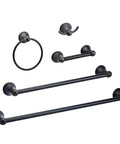 Oil Rubbed Bronze 5 Piece Bathroom Hardware Set With Towel Ring Toilet Paper Holder 24 Inch Towel Bar 18 Inch Towel Bar And Robe Hook