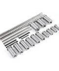 Keyway Broach Kit 22 Pc Set with 4 broaches, 5 shims, 13 bushings, metric keyway tools, high speed steel for metalworking