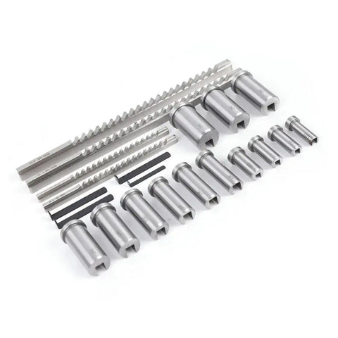 Keyway Broach Kit 22 Pc Set with 4 broaches, 5 shims, 13 bushings, metric keyway tools, high speed steel for metalworking