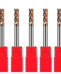 Five Piece Micro Grain Carbide Square End Mill Set, 1/8 Inch (3mm), Four Flute Milling Cutter For Alloy And Hardened Steels, HRC55 AlTiN Coated