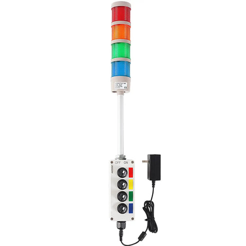 Top Notch Four Stack Led Andon Tower Light With Built In Buzzer For Industrial Workstations Providing Dead Reliable Visual Status Signaling To Kickstart Production Lines And Give Your Lean Workflow A Serious Edge
