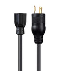 Heavy Duty Locking Power Cord L5-20P Plug To NEMA 5-15/20R Receptacle 20 Amp 125 Volt 12 AWG 2 Foot Black Built Tough For Power Tools Generators RVs Home Workshop Use locking plug ends